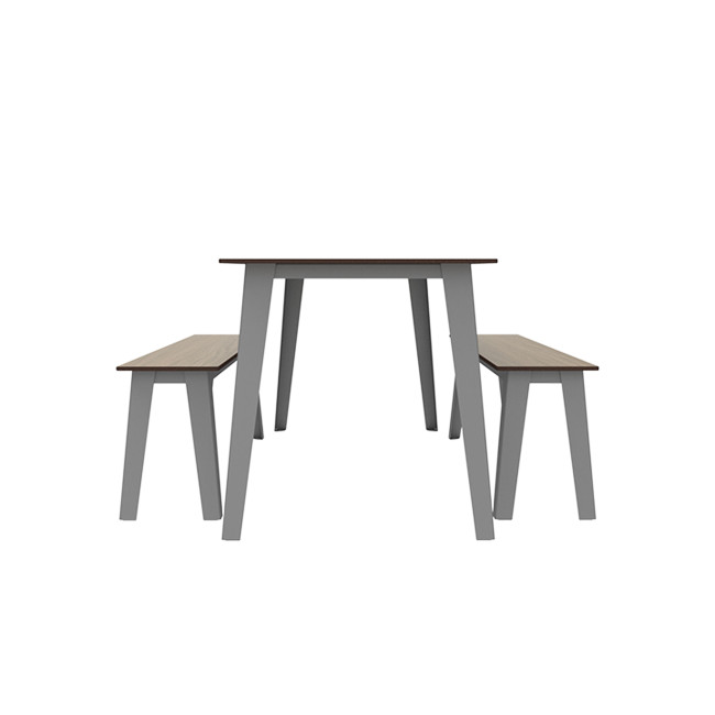 Rectangle table + benches Selim metal / HPL tilted pellet with parasol - 6places - anthracite 7016 / che