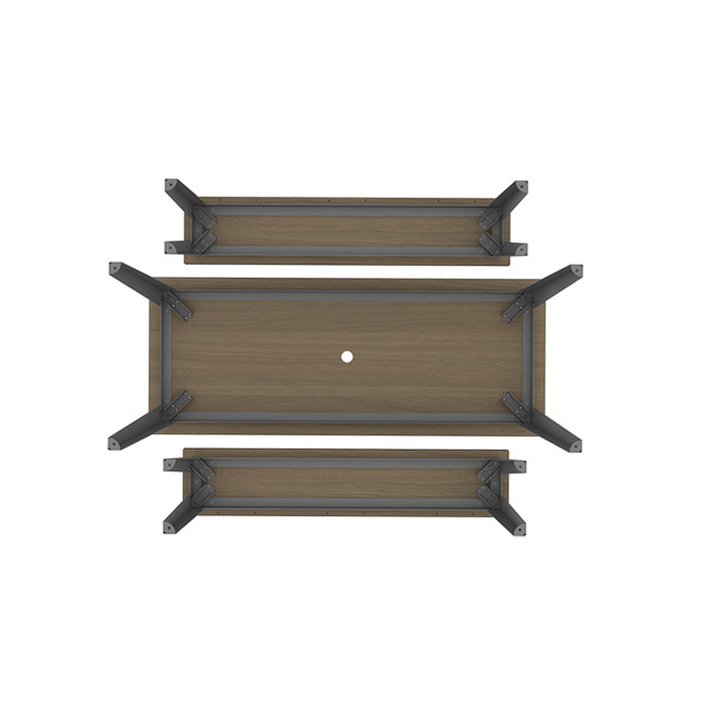 Rectangle table + benches Selim metal / HPL tilted pellet with parasol - 6places - anthracite 7016 / che