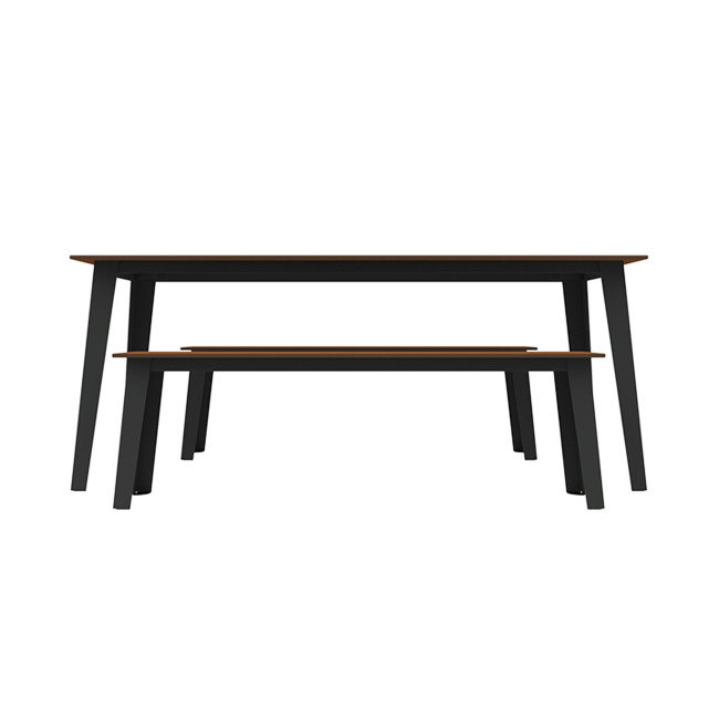 Rectangle table + benches Selim metal / HPL tilted pellet with parasol - 6places - anthracite 7016 / che