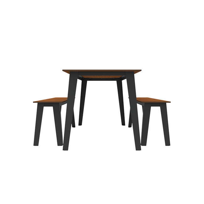 Rectangle table + benches Selim metal / HPL tilted pellet with parasol - 6places - anthracite 7016 / che