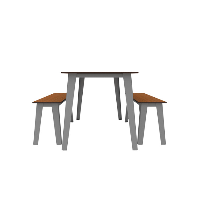 Rectangle table + benches Selim metal / HPL tilted pellet with parasol - 6places - anthracite 7016 / che