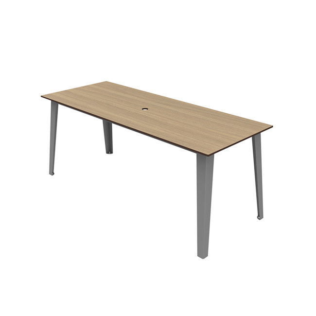 Rectangle Selim Metal Table / HPL Inclined Floors + Parasol - 6places - anthracite 7016 / clear chene