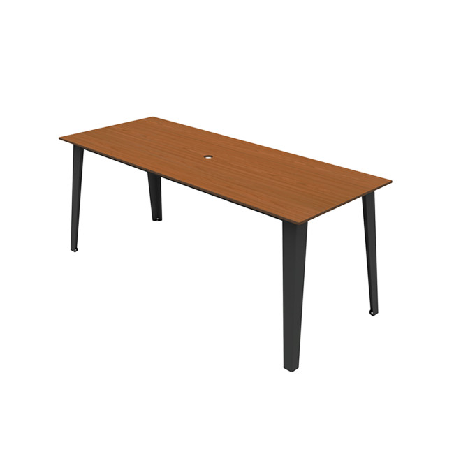 Rectangle Selim Metal Table / HPL Inclined Floors + Parasol - 6places - anthracite 7016 / clear chene