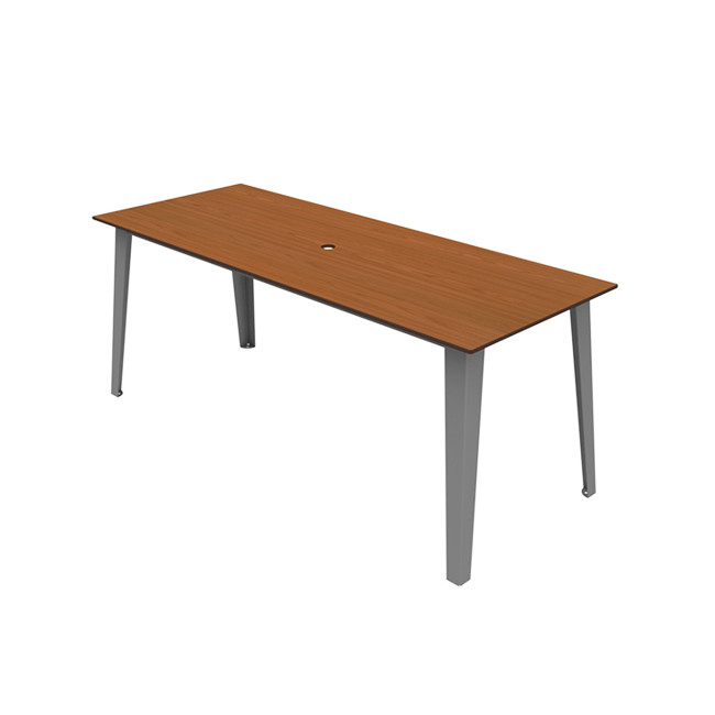 Rectangle Selim Metal Table / HPL Inclined Floors + Parasol - 6places - anthracite 7016 / clear chene