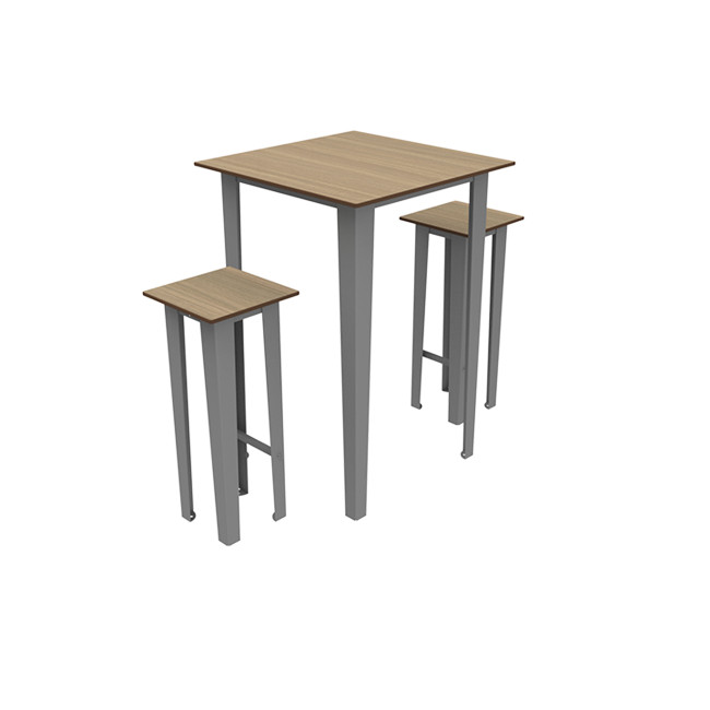 Table high square + metal selim stools / HPL HEPS HELP - 2laphies - anthracite 7016 / cheen clear