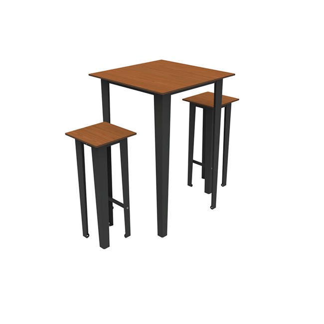 Table high square + metal selim stools / HPL HEPS HELP - 2laphies - anthracite 7016 / cheen clear
