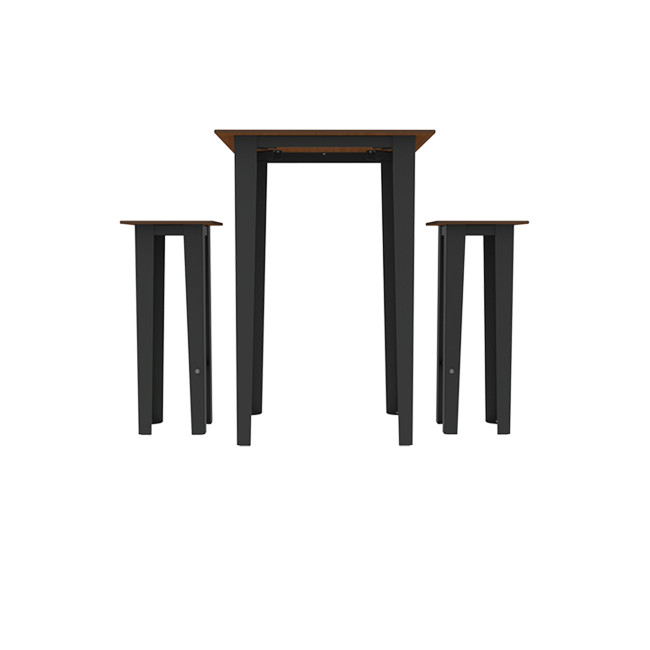 Table high square + metal selim stools / HPL HEPS HELP - 2laphies - anthracite 7016 / cheen clear