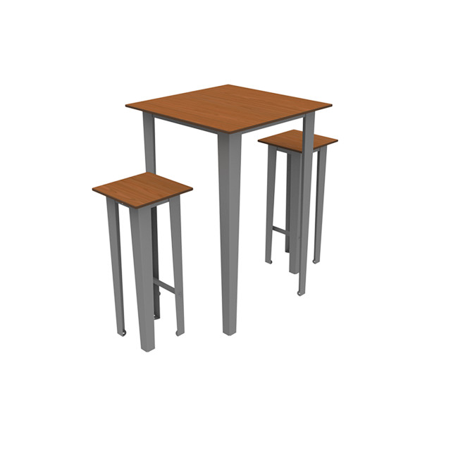 Table high square + metal selim stools / HPL HEPS HELP - 2laphies - anthracite 7016 / cheen clear