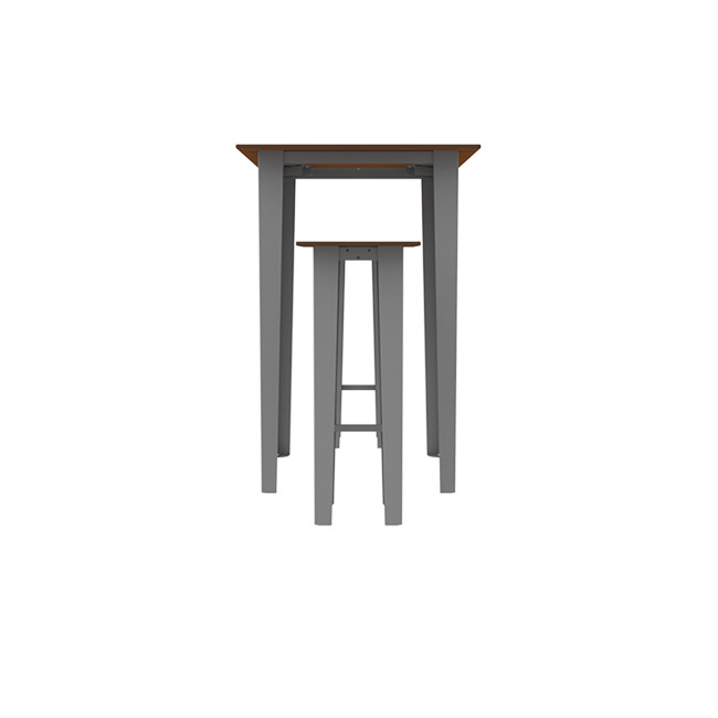 Table high square + metal selim stools / HPL HEPS HELP - 2laphies - anthracite 7016 / cheen clear