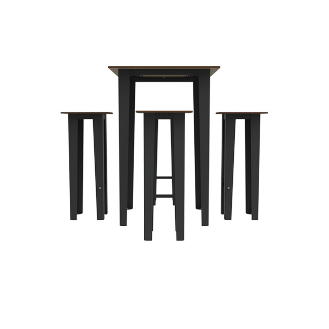 Table High Square + Stools Selim Metal / HPL Foots Invils - 4places - anthracite 7016 / clear chene