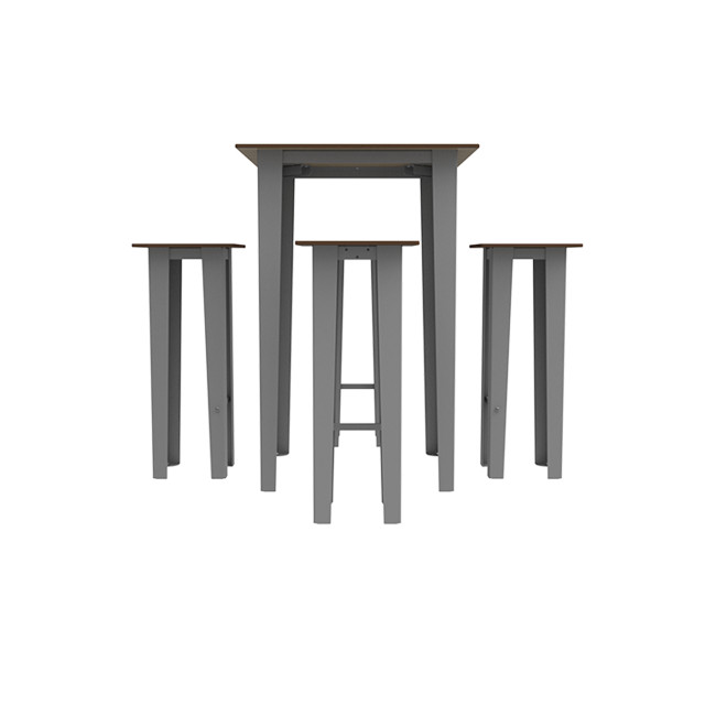 Table High Square + Stools Selim Metal / HPL Foots Invils - 4places - anthracite 7016 / clear chene