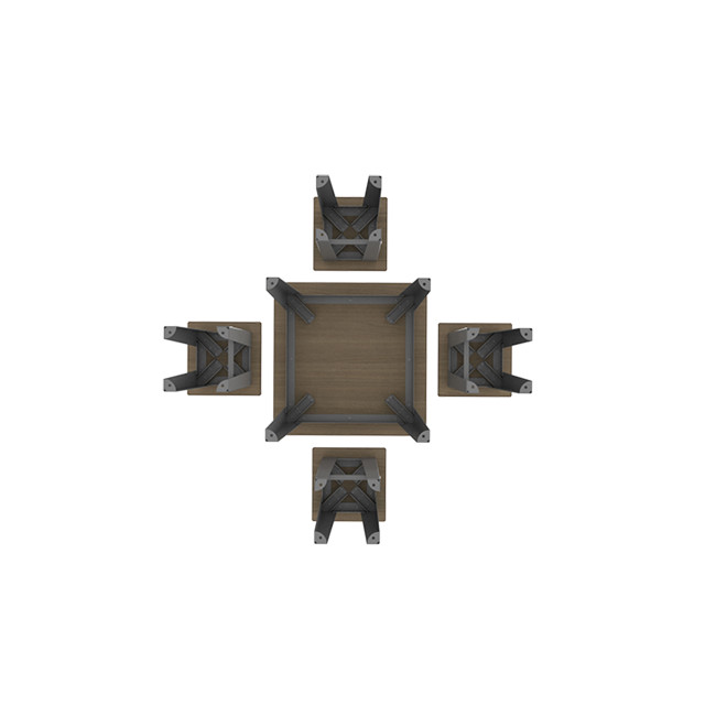 Table High Square + Stools Selim Metal / HPL Foots Invils - 4places - anthracite 7016 / clear chene