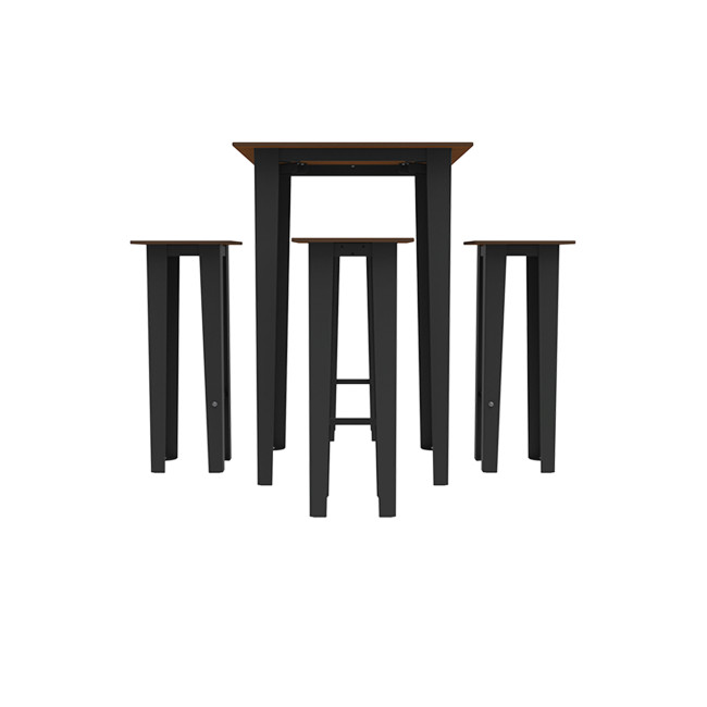 Table High Square + Stools Selim Metal / HPL Foots Invils - 4places - anthracite 7016 / clear chene