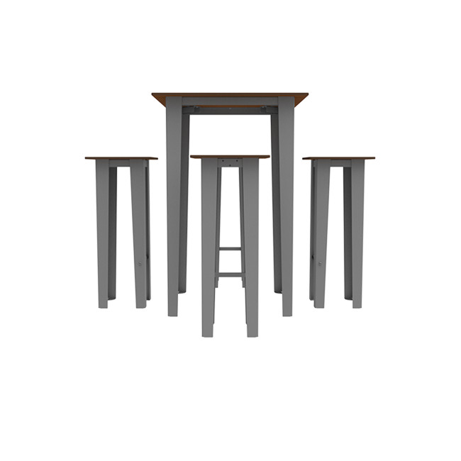 Table High Square + Stools Selim Metal / HPL Foots Invils - 4places - anthracite 7016 / clear chene