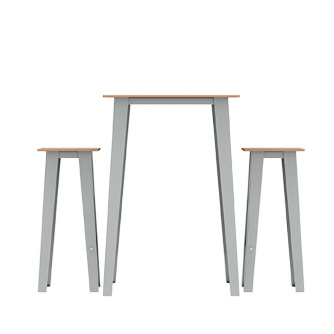 Table High Square + Stools Selim Metal / HPL Inclined Feet to Included - 2 places - anthracite 7016 / clear chene
