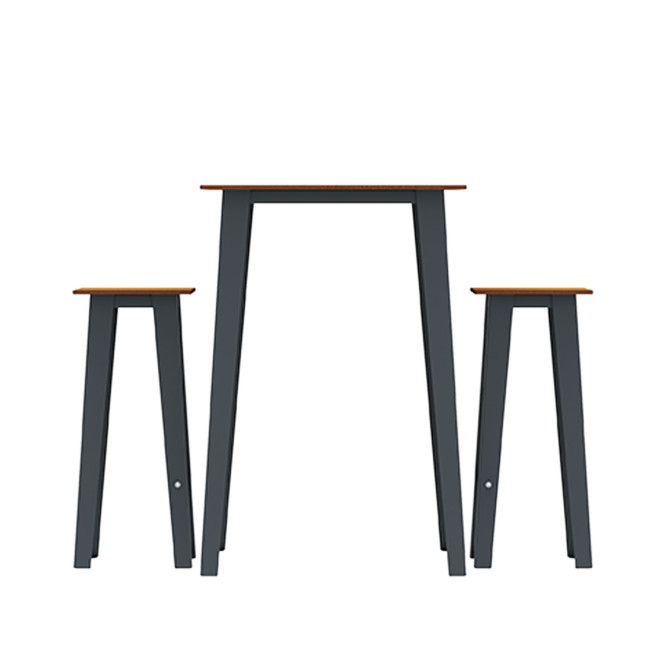 Table High Square + Stools Selim Metal / HPL Inclined Feet to Included - 2 places - anthracite 7016 / clear chene