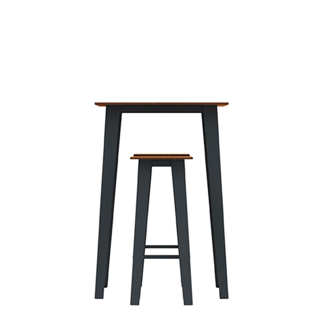 Table High Square + Stools Selim Metal / HPL Inclined Feet to Included - 2 places - anthracite 7016 / clear chene