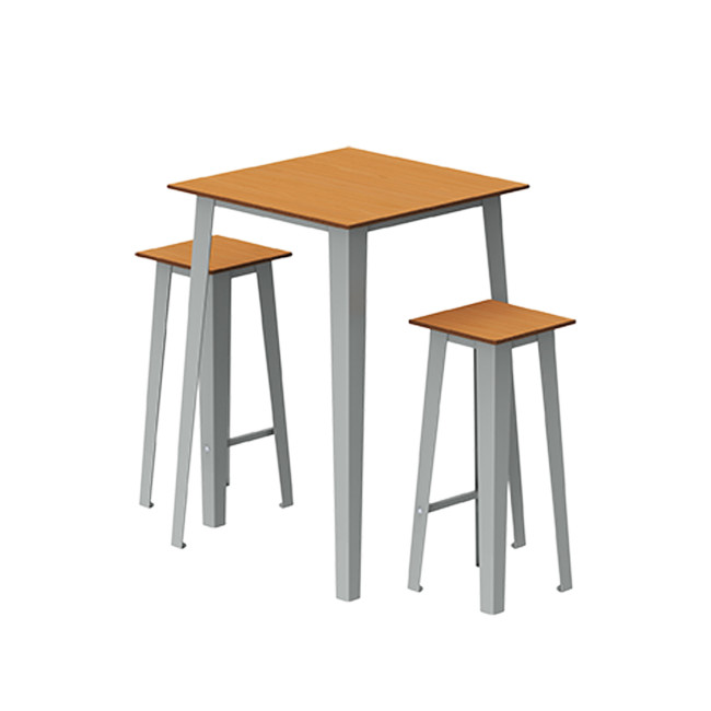 Table High Square + Stools Selim Metal / HPL Inclined Feet to Included - 2 places - anthracite 7016 / clear chene