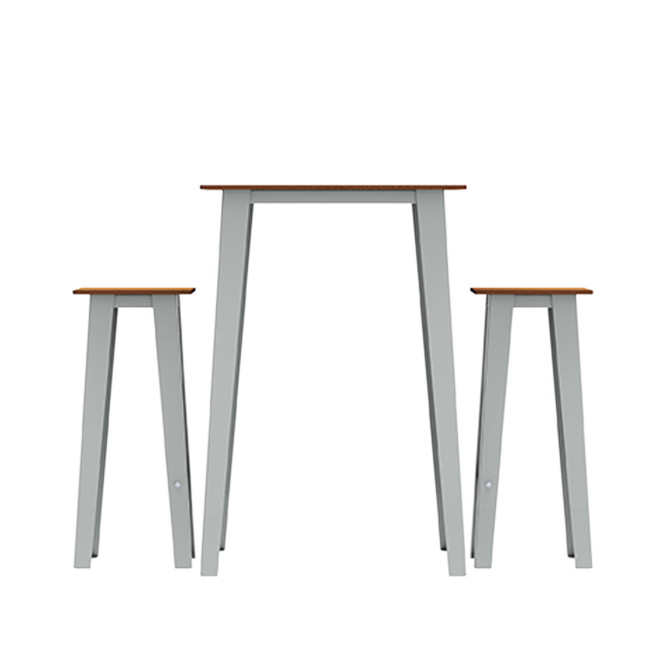 Table High Square + Stools Selim Metal / HPL Inclined Feet to Included - 2 places - anthracite 7016 / clear chene
