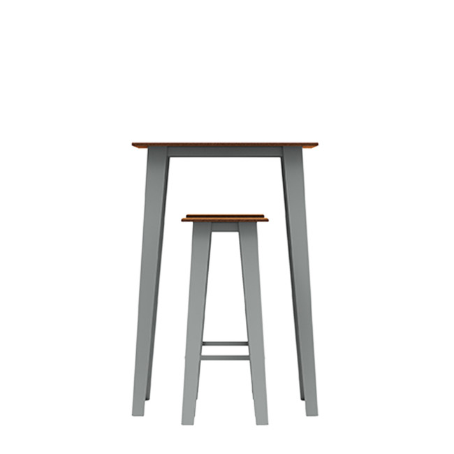 Table High Square + Stools Selim Metal / HPL Inclined Feet to Included - 2 places - anthracite 7016 / clear chene