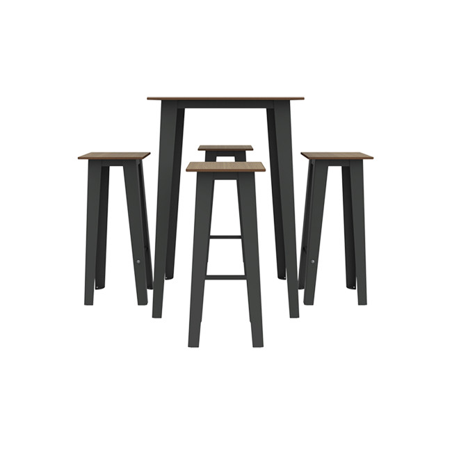 Table High Square + Stools Selim Metal / HPL Inclined Floors to Included - 4places - anthracite 7016 / clear chene