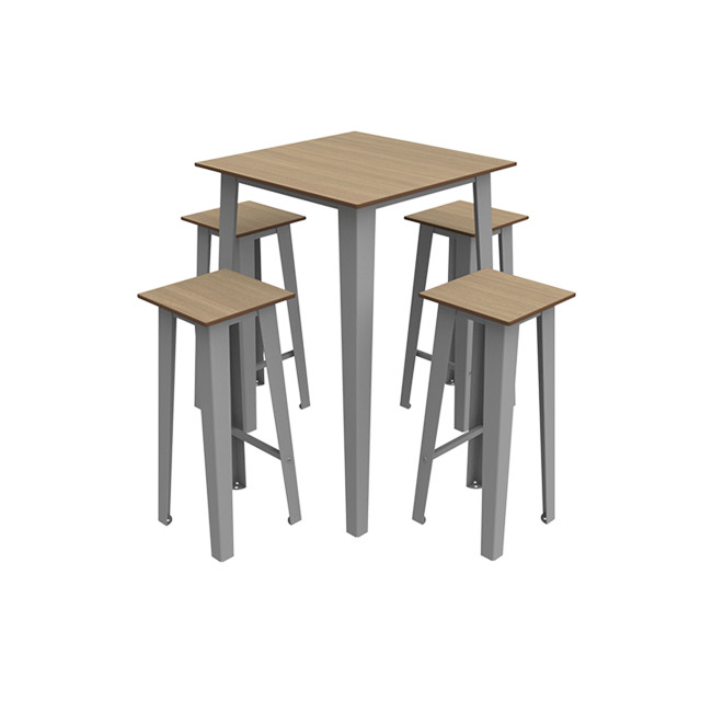 Table High Square + Stools Selim Metal / HPL Inclined Floors to Included - 4places - anthracite 7016 / clear chene