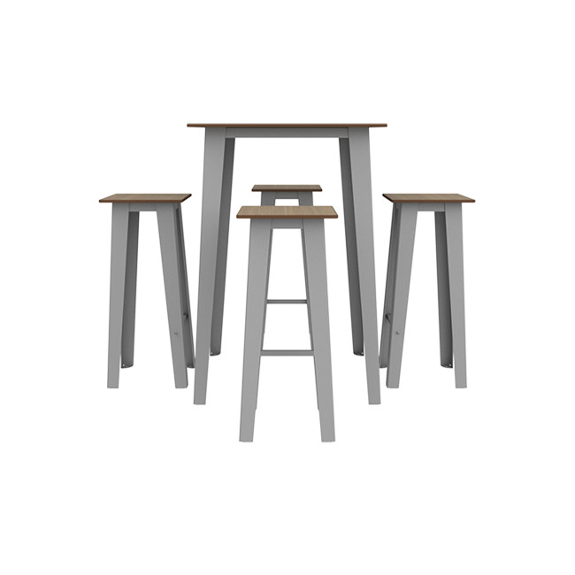 Table High Square + Stools Selim Metal / HPL Inclined Floors to Included - 4places - anthracite 7016 / clear chene