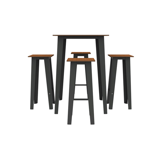 Table High Square + Stools Selim Metal / HPL Inclined Floors to Included - 4places - anthracite 7016 / clear chene