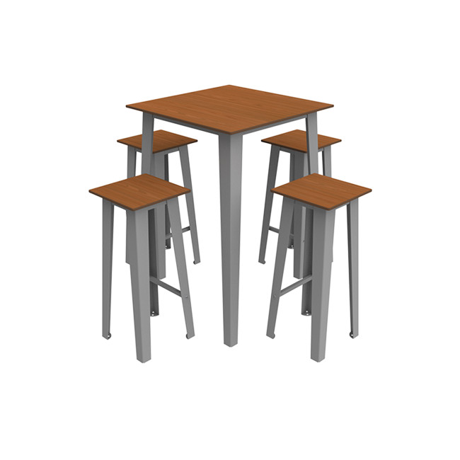 Table High Square + Stools Selim Metal / HPL Inclined Floors to Included - 4places - anthracite 7016 / clear chene