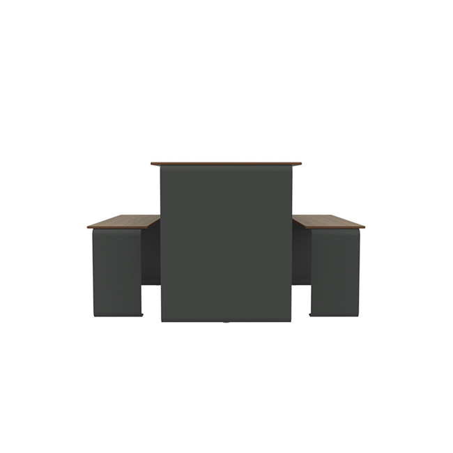 Rectangle Table + Metal Vinette / HPL HPL + Parasol - 4places - anthracite 7016 / clear chene