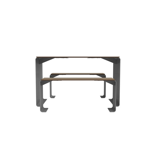 Rectangle Table + Metal Vinette / HPL HPL + Parasol - 4places - anthracite 7016 / clear chene