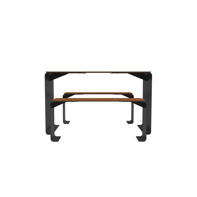 Rectangle Table + Metal Vinette / HPL HPL + Parasol - 4places - anthracite 7016 / clear chene