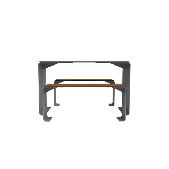 Rectangle Table + Metal Vinette / HPL HPL + Parasol - 4places - anthracite 7016 / clear chene