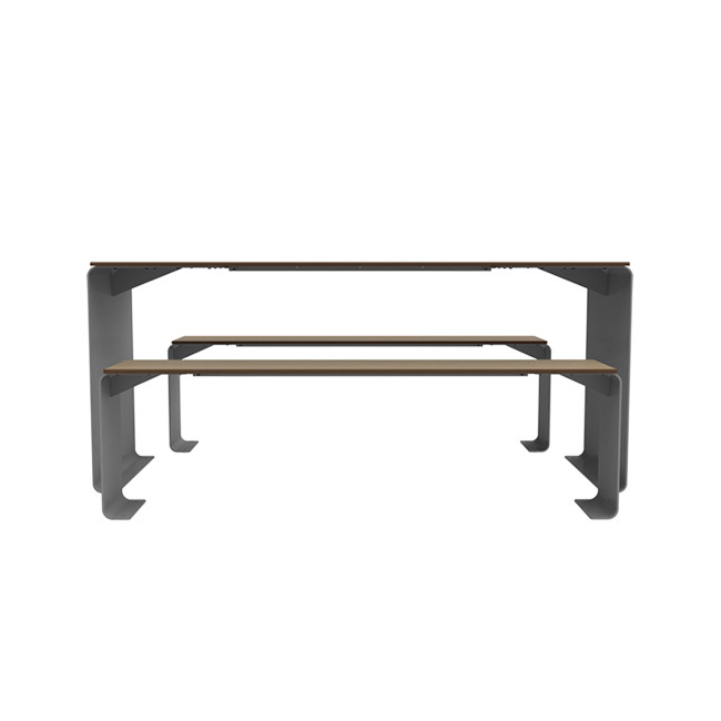 Rectangle Table + Metal Vinette / HPL HPL + Parasol - 6places - anthracite 7016 / clear chene