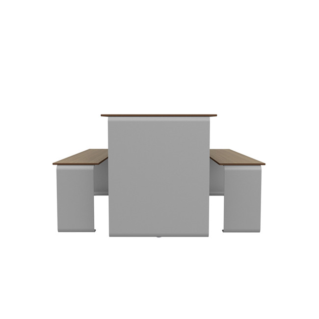 Rectangle Table + Metal Vinette / HPL HPL + Parasol - 6places - anthracite 7016 / clear chene