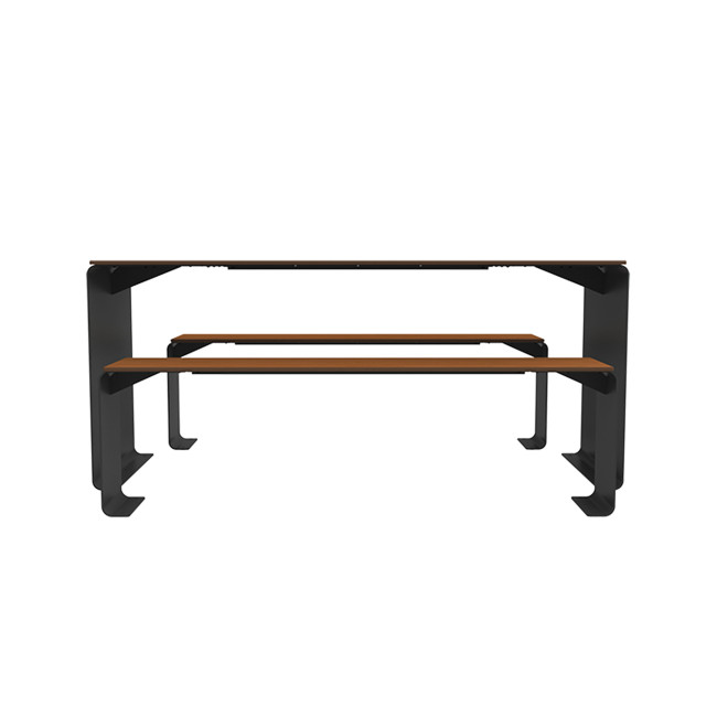 Rectangle Table + Metal Vinette / HPL HPL + Parasol - 6places - anthracite 7016 / clear chene