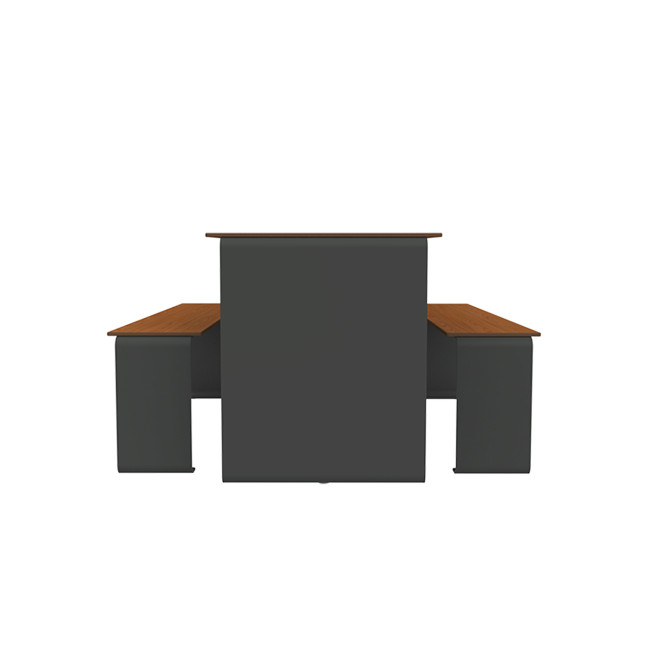 Rectangle Table + Metal Vinette / HPL HPL + Parasol - 6places - anthracite 7016 / clear chene