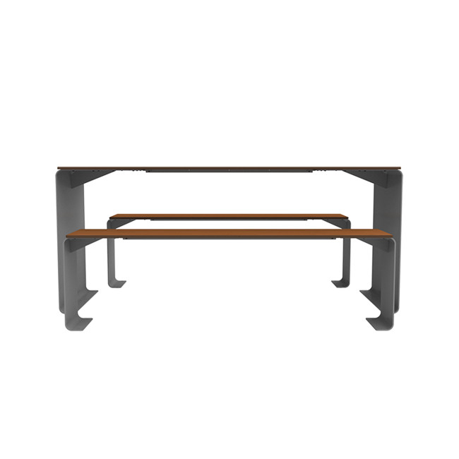 Rectangle Table + Metal Vinette / HPL HPL + Parasol - 6places - anthracite 7016 / clear chene