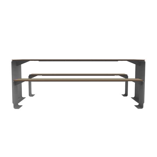 Rectangle Table + Metal Vinette / HPL HPL + Parasol - 8places - anthracite 7016 / clear chene