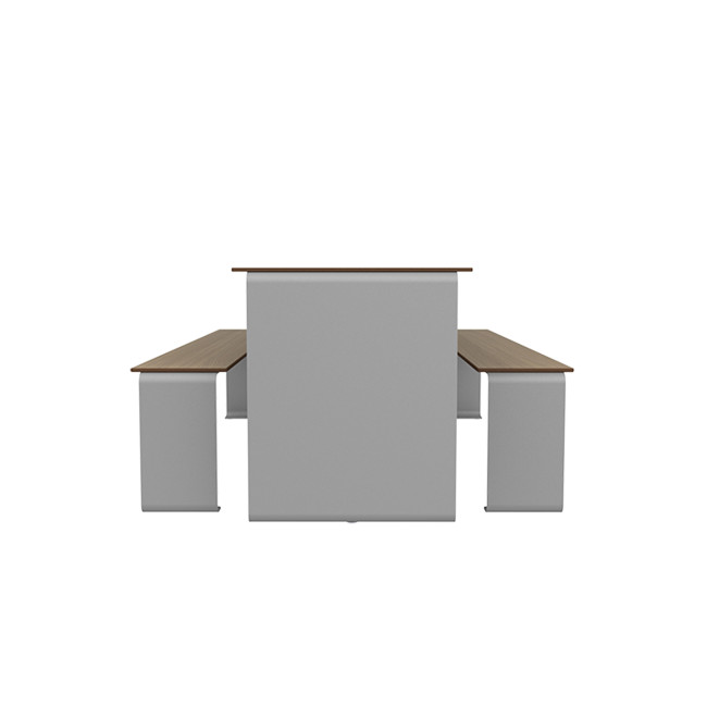 Rectangle Table + Metal Vinette / HPL HPL + Parasol - 8places - anthracite 7016 / clear chene