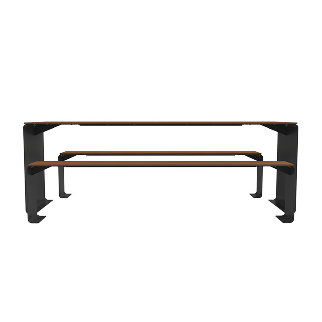 Rectangle Table + Metal Vinette / HPL HPL + Parasol - 8places - anthracite 7016 / clear chene