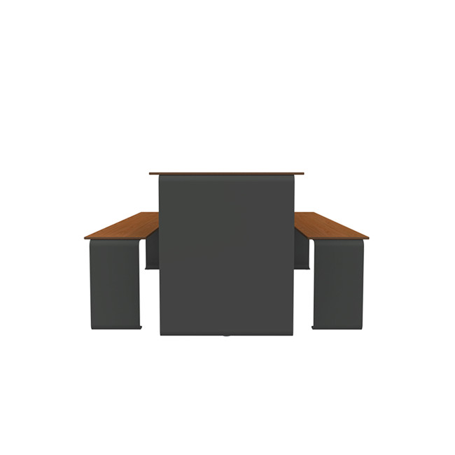 Rectangle Table + Metal Vinette / HPL HPL + Parasol - 8places - anthracite 7016 / clear chene