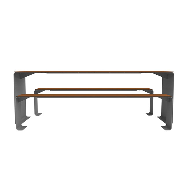 Rectangle Table + Metal Vinette / HPL HPL + Parasol - 8places - anthracite 7016 / clear chene