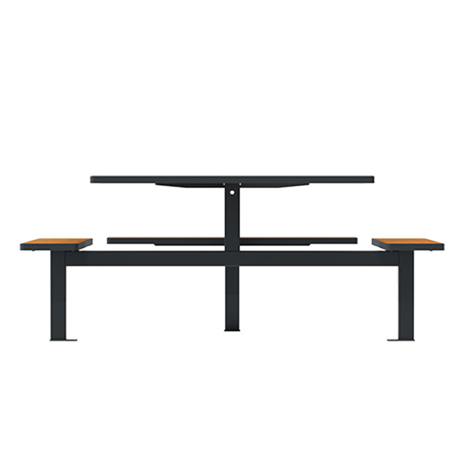 Square Table + Hanging Banquettes 6 + 1 Places Orpin Metal / HPL HPL + Parasol Hole - anthracite 7016 / cheen clai