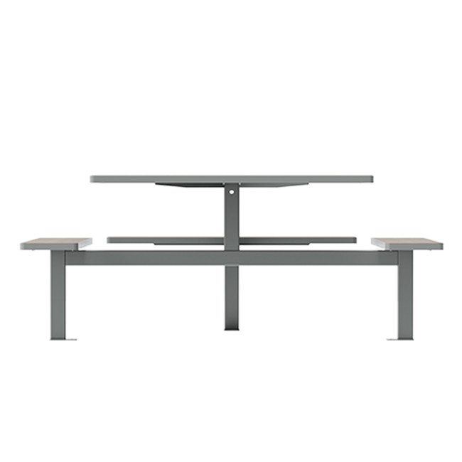 Square Table + Hanging Banquettes 6 + 1 Places Orpin Metal / HPL HPL + Parasol Hole - anthracite 7016 / cheen clai