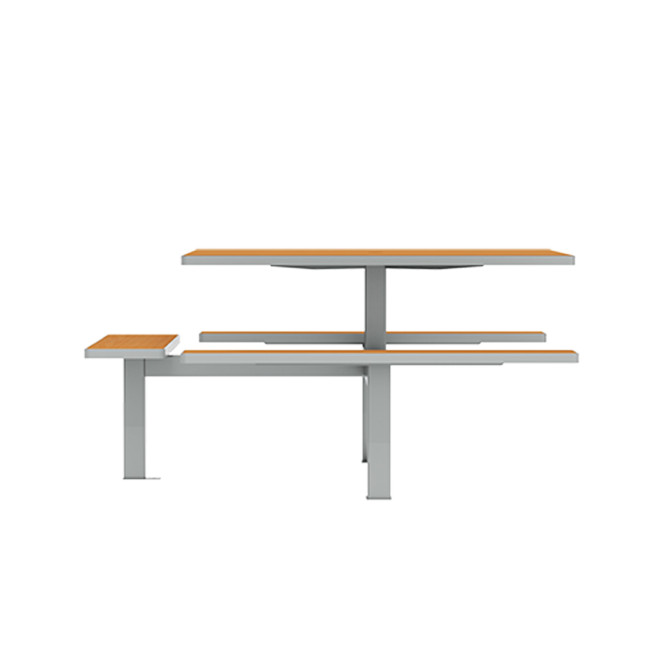 Square Table + Hanging Banquettes 6 + 1 Places Orpin Metal / HPL HPL + Parasol Hole - anthracite 7016 / cheen clai