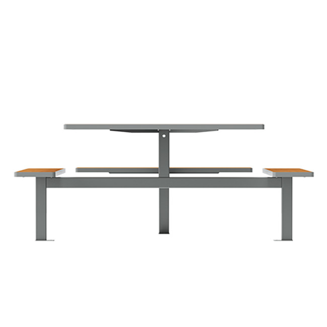 Square Table + Hanging Banquettes 6 + 1 Places Orpin Metal / HPL HPL + Parasol Hole - anthracite 7016 / cheen clai