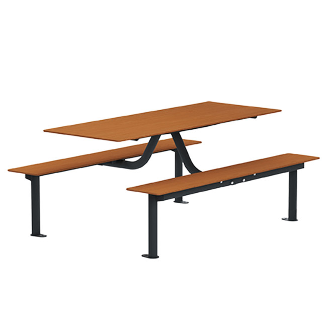 Rectangle Table + Suspended Metal Moka / HANGING BANQUETTES - 4places - anthracite 7016 / cheen clear