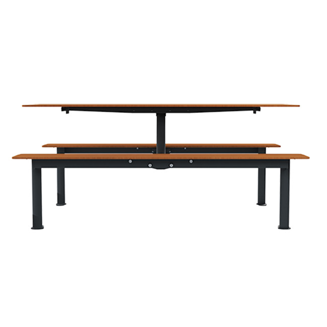 Rectangle Table + Suspended Metal Moka / HANGING BANQUETTES - 4places - anthracite 7016 / cheen clear