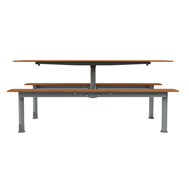 Rectangle Table + Suspended Metal Moka / HANGING BANQUETTES - 4places - anthracite 7016 / cheen clear